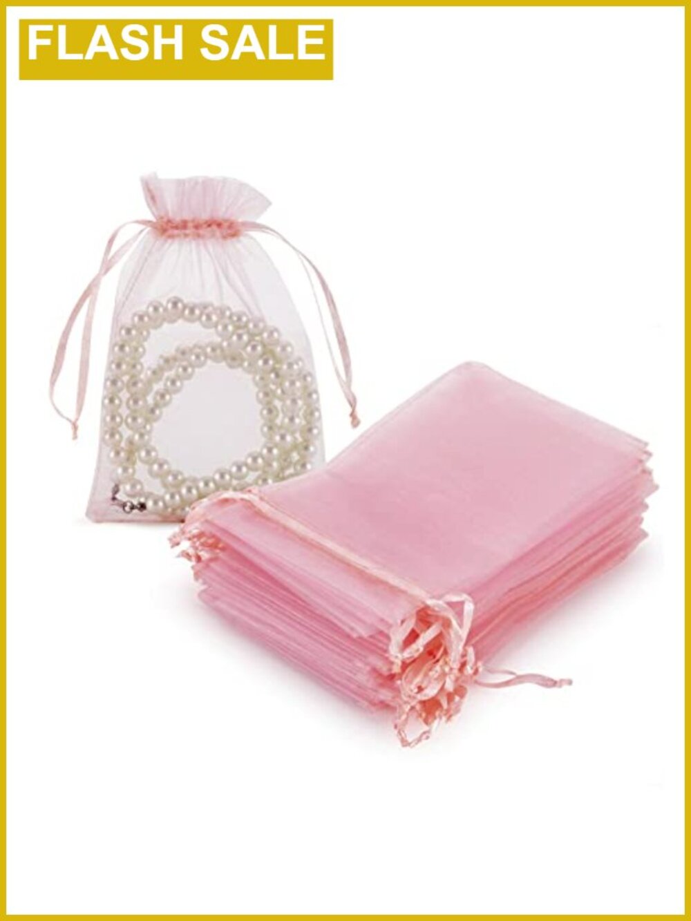 100pcs Organza Drawstring Gift Bags, 4x6 Inch Mesh Candy Jewelry Pouches for